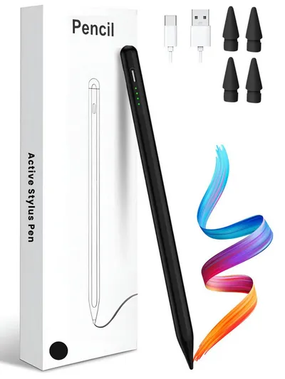 S&T Design Eingabestift Stift für iPad USB-C (2018-2024) Schnellladen für Apple iPads (2018-2024), mit Ersatzspitze) Tabletstift Stylus Pencil 2. Generation Pen USB-C V1