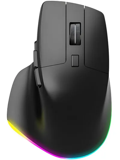 S&T Design RGB Gaming Maus Kabellos Wireless Schwarz Bluetooth Gaming-Maus (Funk, kabelgebunden, Bluetooth, USB-C, 2400 dpi, Ergonomisch, 6 Tasten, 7 RGB Beleuchtung, 2.5G Funk, USB-C)