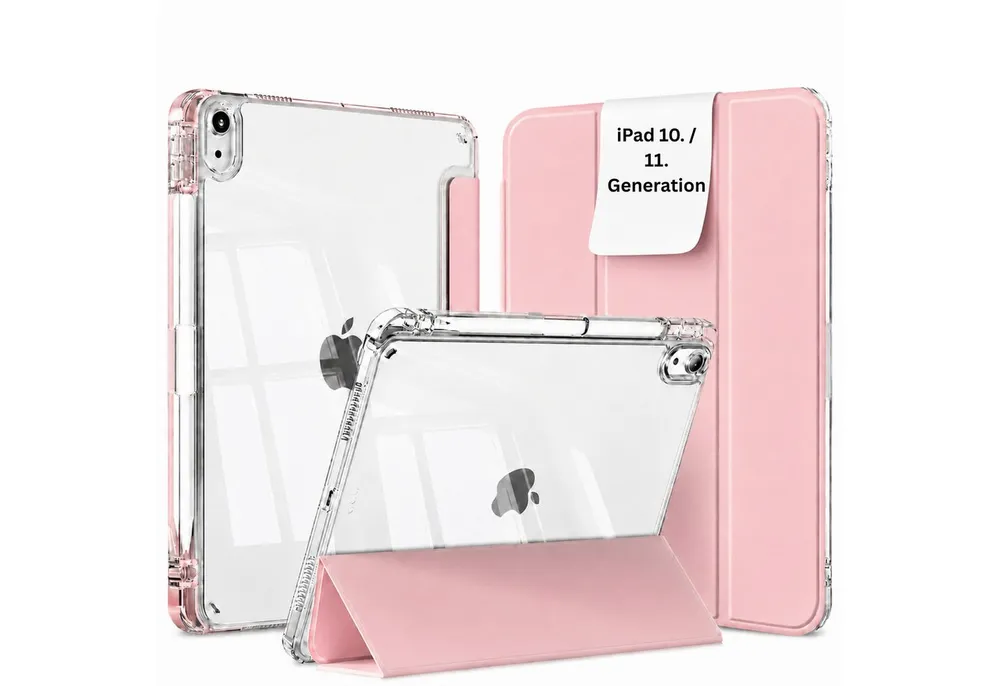 S&T Design Tablet-Hülle Hülle für iPad mit Stifthalter Transparent Stoßfest Tablet Schutzhülle, Kratzfest Hülle Cover Stoßfest Hard Case Ständer Kamera Displayschutz