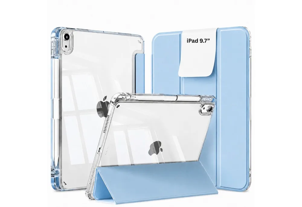 S&T Design Tablet-Hülle Hülle für iPad mit Stifthalter Transparent Stoßfest Tablet Schutzhülle, Kratzfest Hülle Cover Stoßfest Hard Case Ständer Kamera Displayschutz
