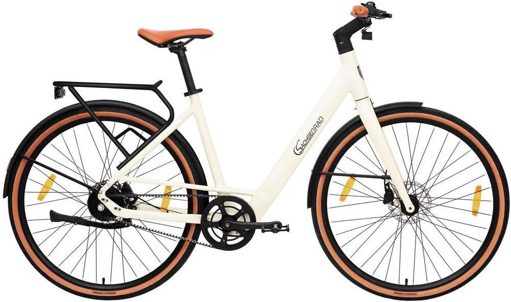 SachsenRAD E-Bike Cityrad C3V Roma II mit intelligenter Unterstützungsstufe, 1 Gang, ohne Schaltung, Heckmotor, 360 Wh, (leichte 16 kg, ohne Gepäckträger und Schutzblech), KI-Unterstützung, Riemenantrieb, Tiefeinsteiger, Alarmanlage