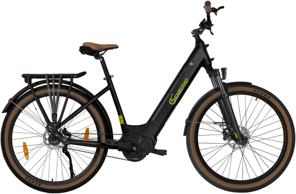 SachsenRAD E-Bike Cityrad C5R, 1 Gang Shimano keine Schaltwerk, ohne Schaltung, Mittelmotor, 470 Wh, TFT Farb-LCD-Display, Fahrmodus Pedelec, LED-Frontlicht, Alarmanlage