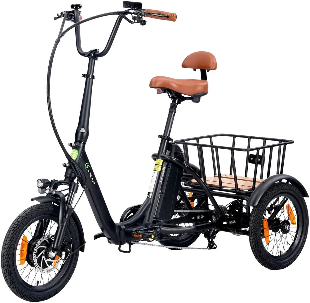 SachsenRAD E-Bike Dreirad T6S Comfort air faltbar mit Korb und Alarmanlage, 7 Gang Shimano, Kettenschaltung, Frontmotor, 468 Wh
