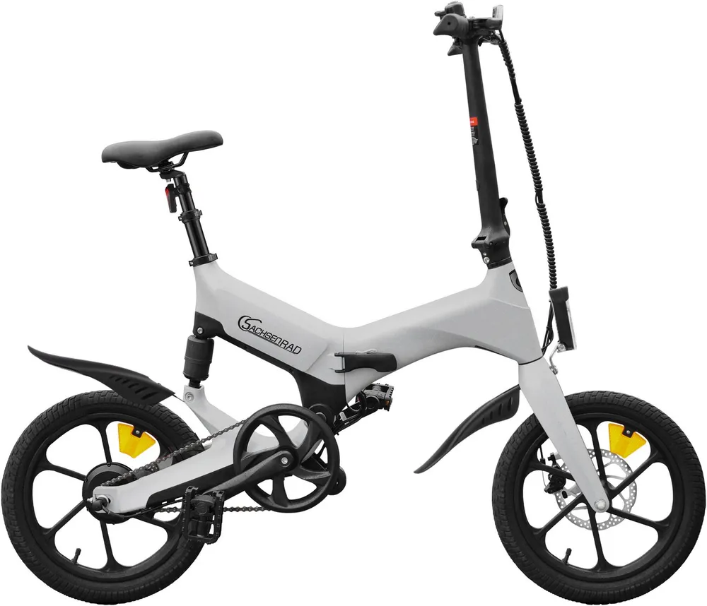 SachsenRAD E-Bike Faltrad F12, 1 Gang Shimano keine Schaltwerk, ohne Schaltung, Heckmotor, 190 Wh, LCD-Steuerdisplay, Fahrmodus Pedelec, LED-Frontlicht, LED Rücklicht
