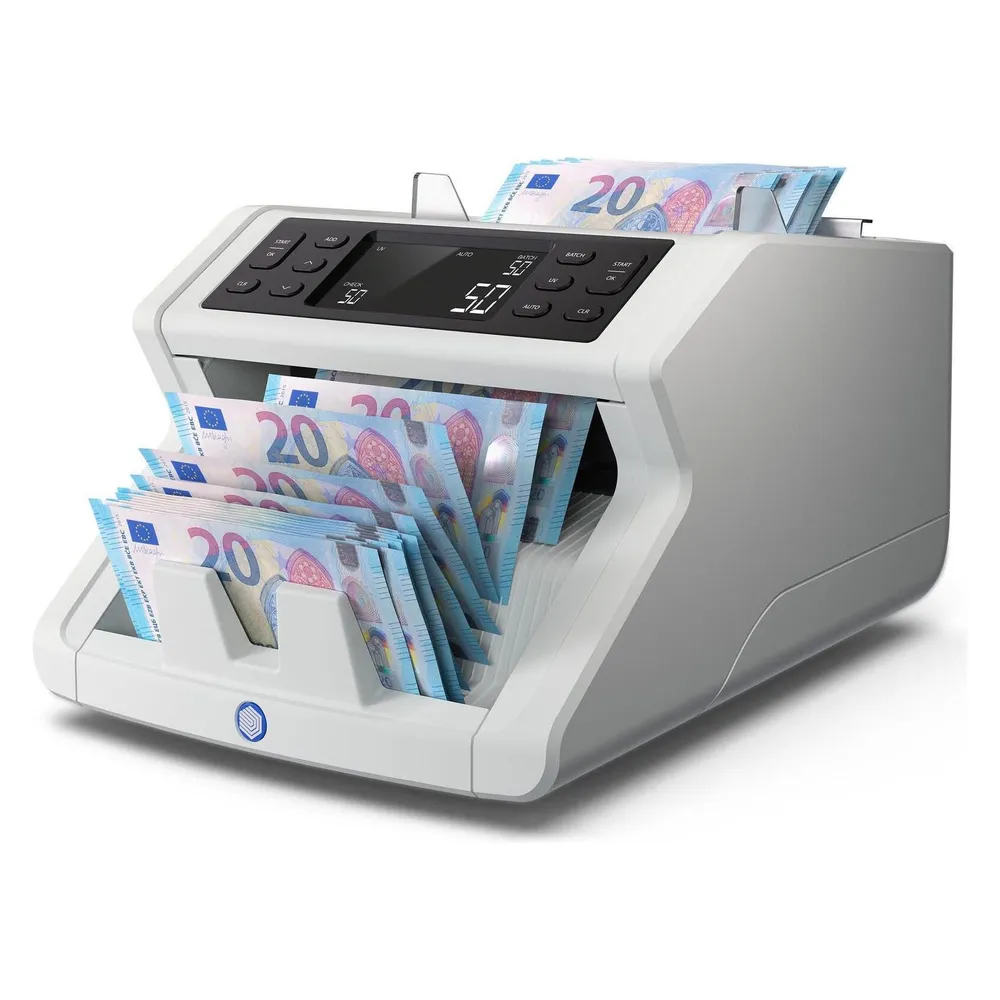 Smartbank Geldzähler Safescan 2210 G2 LCD Weiß 1000 Scheine/Min 150 Blätter Eingang