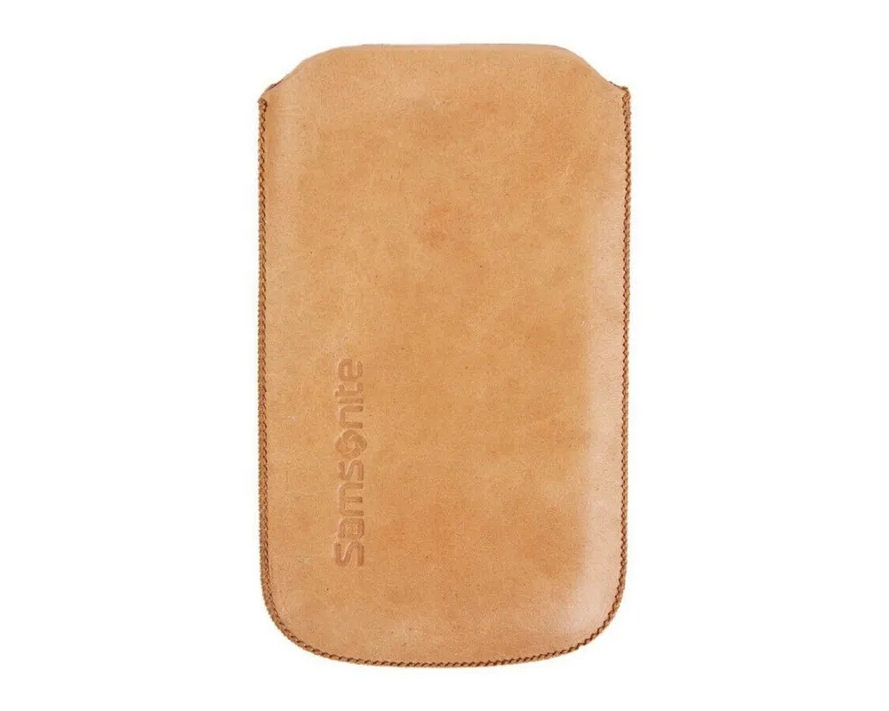 Samsonite Handyhülle Leder Universal Pouch Tasche Toledo Beige M, hochwertige Schutz-Hülle Etui für klassisches Handy MP3-Player