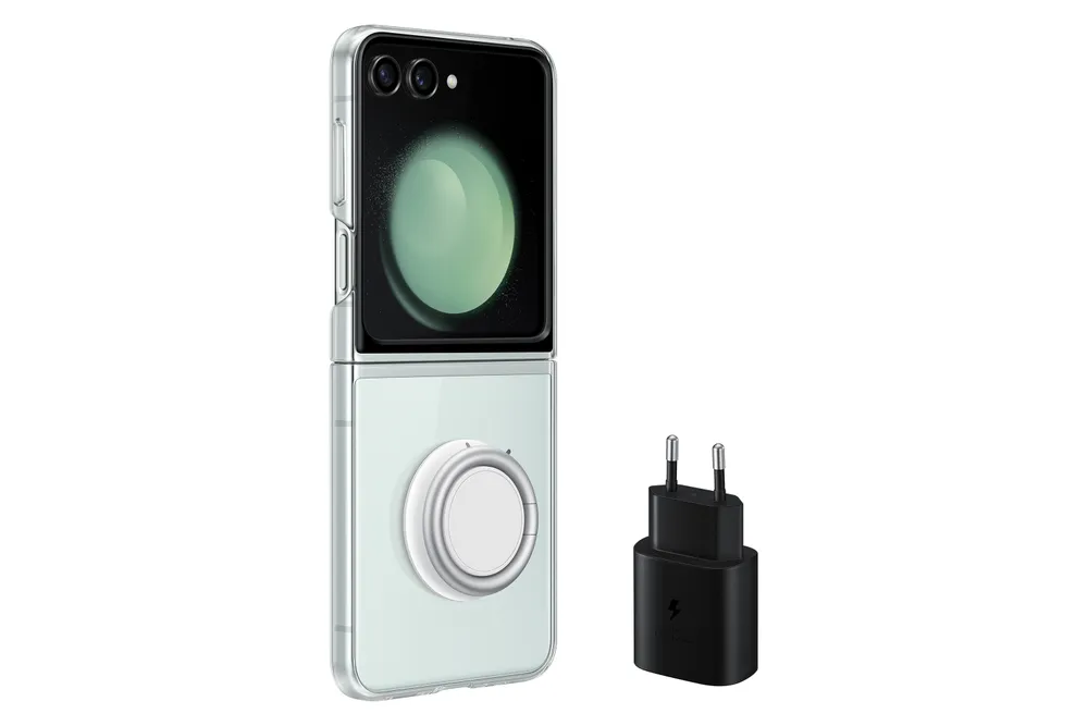 EF-XF73K Starter Pack Galaxy Z Flip5 Back Cover, Transparent + TA800N USB-C Ladegerät Ladeset
