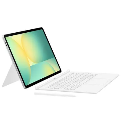 Samsung Book Cover AI Keyboard Case für Galaxy Tab S10 FE Plus Weiß