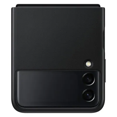 Handyhülle Samsung Leather Cover Leder Schwarz Kratzfest Stoßfest Galaxy Z Flip3 5G