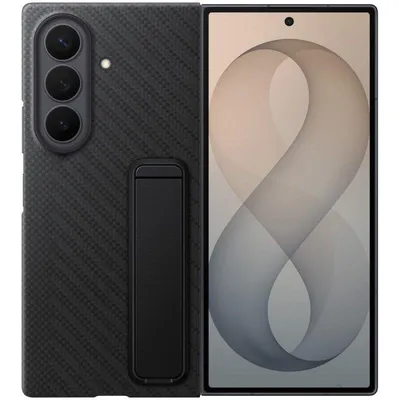 Samsung Carbonfaser Hülle mit Ständer Schwarz für Galaxy Z Fold8 Ultra
