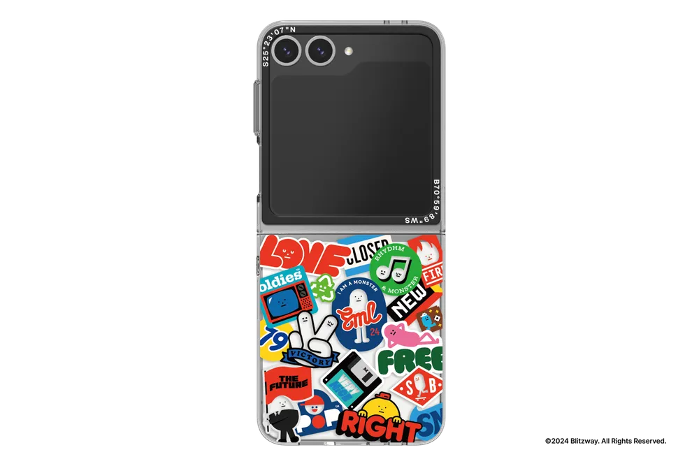 Samsung Slash B Slash Sticky Monster Lab Stickers Slim Impression Case für das Galaxy Z Flip7 FE | Flip6 Grün/weiß/rot