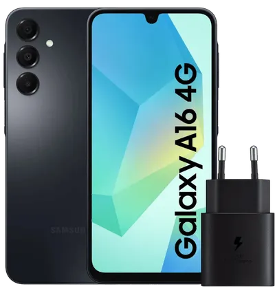 Samsung Galaxy A16 128GB Schwarz 4G + Samsung Ladegerät 25 W Schwarz