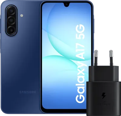 Samsung Galaxy A17 128GB Blau 5G + Samsung Ladegerät 25 Watt Schwarz