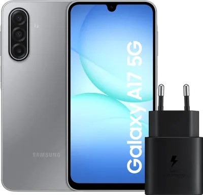 Samsung Galaxy A17 128GB Grau 5G + Samsung Ladegerät 25 Watt Schwarz
