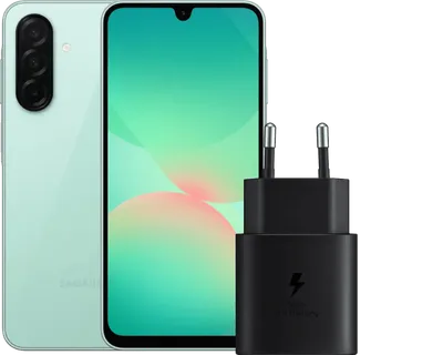 Samsung Galaxy A26 128GB Grün 5G + Samsung Ladegerät 25 Watt Schwarz