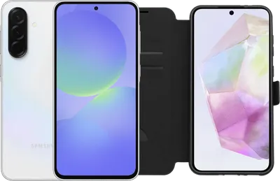 Samsung Galaxy A36 128GB Weiß 5G + BlueBuilt Book Case Schwarz