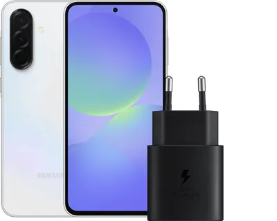 Samsung Galaxy A36 128GB Weiß 5G + Samsung Ladegerät 25 Watt Schwarz