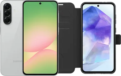 Samsung Galaxy A56 128GB Grau 5G + BlueBuilt Book Case Schwarz