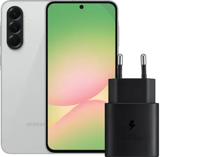Samsung Galaxy A56 128GB Grau 5G + Samsung Ladegerät 25 Watt Schwarz