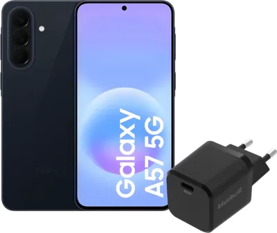 Samsung Galaxy A57 128GB Dunkelblau 5G + BlueBuilt Ladegerät mit USB-C-Anschluss 45 W Schwarz