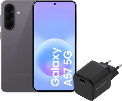Samsung Galaxy A57 128GB Grau 5G + BlueBuilt Ladegerät mit USB-C-Anschluss 45 W Schwarz