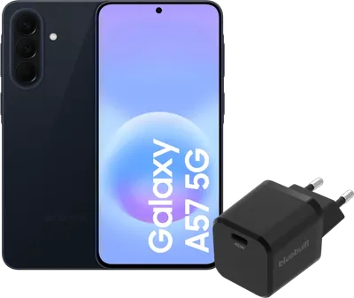 Samsung Galaxy A57 256GB Dunkelblau 5G + BlueBuilt Ladegerät mit USB-C-Anschluss 45 W Schwarz