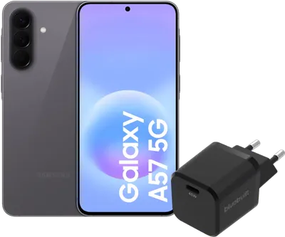 Samsung Galaxy A57 256GB Grau 5G + BlueBuilt Ladegerät mit USB-C-Anschluss 45 W Schwarz