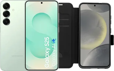 Samsung Galaxy S25 128GB Mintgrün 5G + BlueBuilt Book Case Schwarz