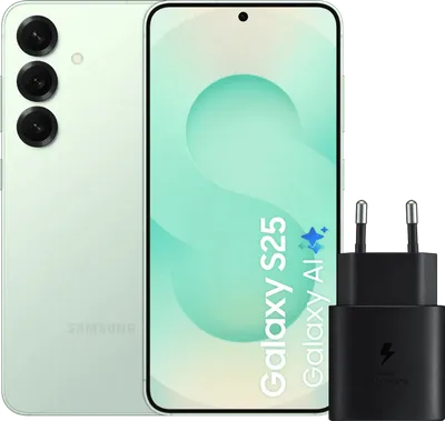 Samsung Galaxy S25 128GB Mintgrün 5G + Samsung Ladegerät 25 Watt Schwarz