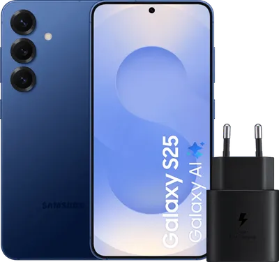 Samsung Galaxy S25 256GB Dunkelblau 5G + Samsung Ladegerät 25 Watt Schwarz