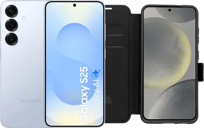 Samsung Galaxy S25 256GB Hellblau 5G + BlueBuilt Book Case Schwarz