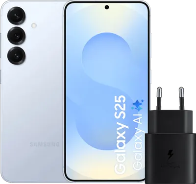 Samsung Galaxy S25 256GB Hellblau 5G + Samsung Ladegerät 25 Watt Schwarz