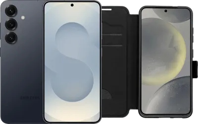 Samsung Galaxy S25 256GB Silber 5G + BlueBuilt Book Case Schwarz