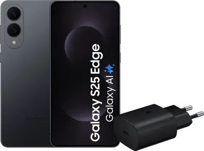 Samsung Galaxy S25 Edge 256GB Schwarz 5G + Samsung Ladegerät 25 Watt Schwarz