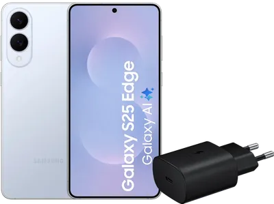 Samsung Galaxy S25 Edge 512GB Blau 5G + Samsung Ladegerät 25 Watt Schwarz