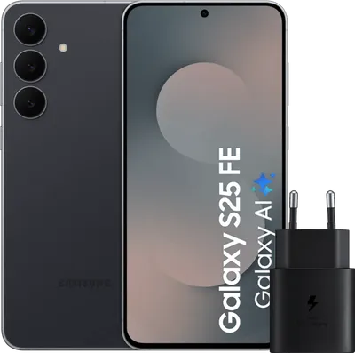Samsung Galaxy S25 FE 256GB Schwarz 5G + Samsung Ladegerät 25 Watt Schwarz