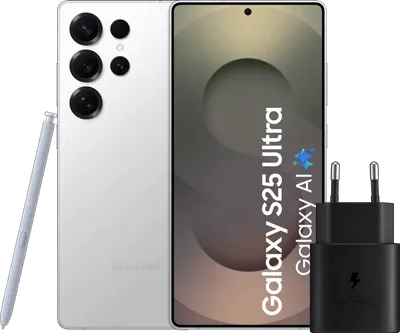 Samsung Galaxy S25 Ultra 256GB Weiß 5G + Samsung Ladegerät 25 Watt Schwarz