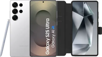 Samsung Galaxy S25 Ultra 256GB Weiß 5G + BlueBuilt Book Case Schwarz