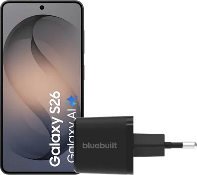 Samsung Galaxy S26 512GB Schwarz 5G + BlueBuilt Ladegerät 45 Watt Schwarz