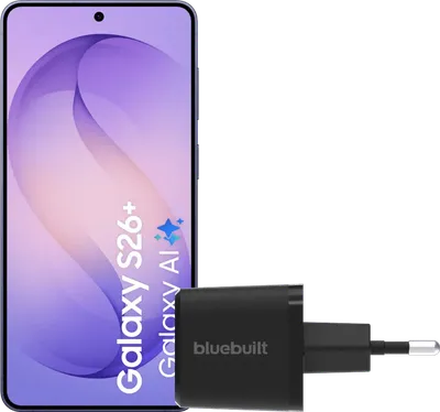 Samsung Galaxy S26 Plus 256GB Dunkelblau 5G + BlueBuilt Ladegerät 45 Watt Schwarz
