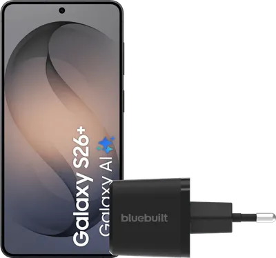 Samsung Galaxy S26 Plus 256GB Schwarz 5G + BlueBuilt Ladegerät 45 Watt Schwarz
