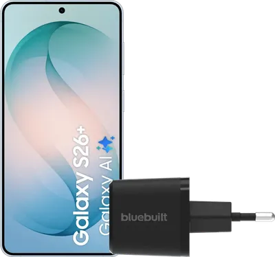 Samsung Galaxy S26 Plus 512GB Hellblau 5G + BlueBuilt Ladegerät 45 Watt Schwarz