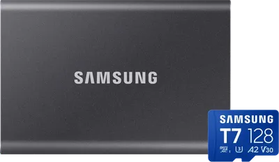Samsung T7 Portable SSD 2TB Grau + Samsung microSDXC T7 128GB 170 MB/s