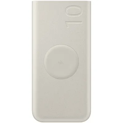 Tragbarer Akku Samsung 10.000 mAh mit 25 W Super-Schnellladung, kabellosem Laden, 2 Anschlüssen, Beige