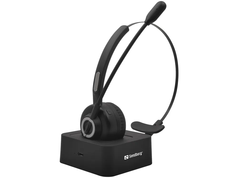 Sandberg Wireless Office Bluetooth 5.2 kabellose Kopfhörer mit Mikrofon und magnetischer Basis schwarz