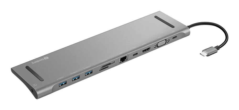 Laptop-Ständer Sandberg USB-C 10 in 1 Docking-Station Aluminium