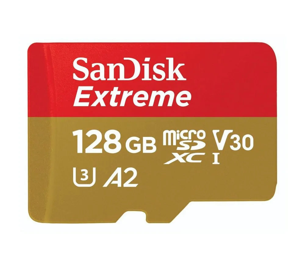Sandisk microSDXC Extreme Speicherkarte (128 GB, Video Speed Class 30 (V30)/UHS Speed Class 3 (U3)