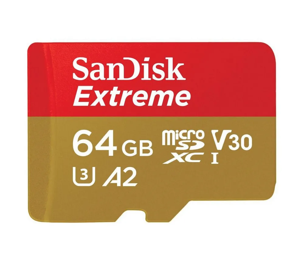 Sandisk microSDXC Extreme Speicherkarte (64 GB, Video Speed Class 30 (V30)/UHS Speed Class 3 (U3)