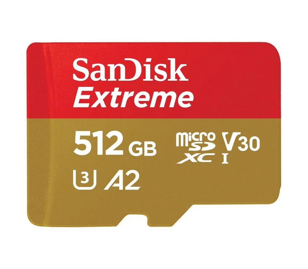 Sandisk microSDXC Extreme Speicherkarte (512 GB, Video Speed Class 30 (V30)/UHS Speed Class 3 (U3)