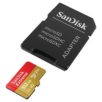Speicherkarte SanDisk Extreme MicroSDXC 512GB U3 V30 A2 mit SD-Adapter